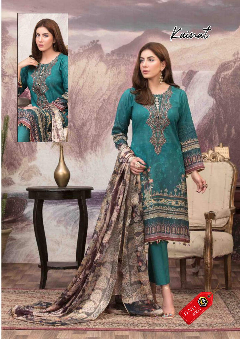 Keval Fab Kainat Luxury Lawn Collection Vol 3 Lawn Cotton Embroidered Party Wear Salwar Kameez