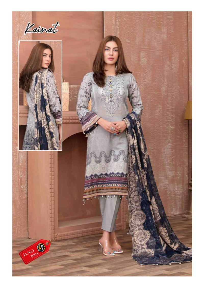 Keval Fab Kainat Luxury Lawn Collection Vol 3 Lawn Cotton Embroidered Party Wear Salwar Kameez