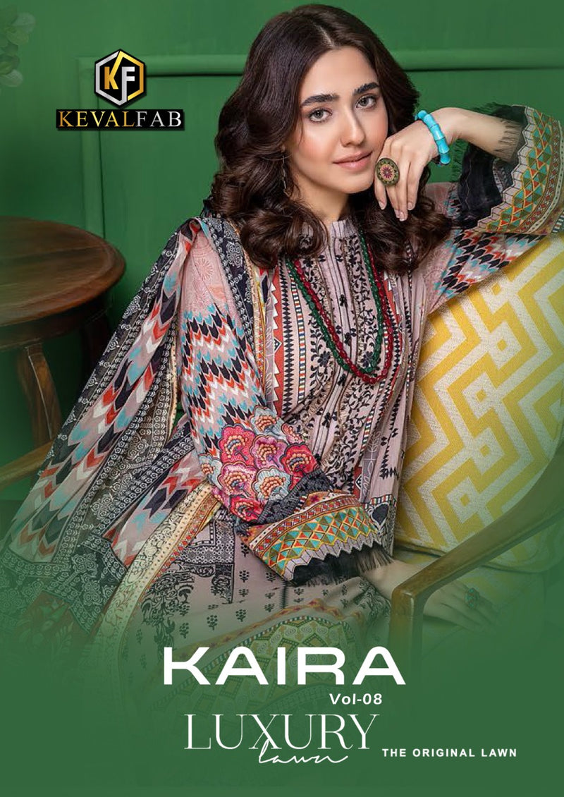 Keval Fab Kaira Luxury Lawn Vol 8 Lawn Cotton Party Wear Pakistani Style Salwar Suits