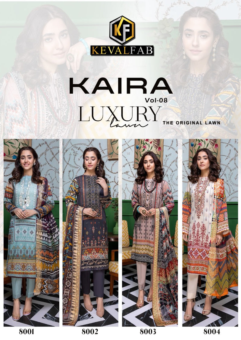 Keval Fab Kaira Luxury Lawn Vol 8 Lawn Cotton Party Wear Pakistani Style Salwar Suits