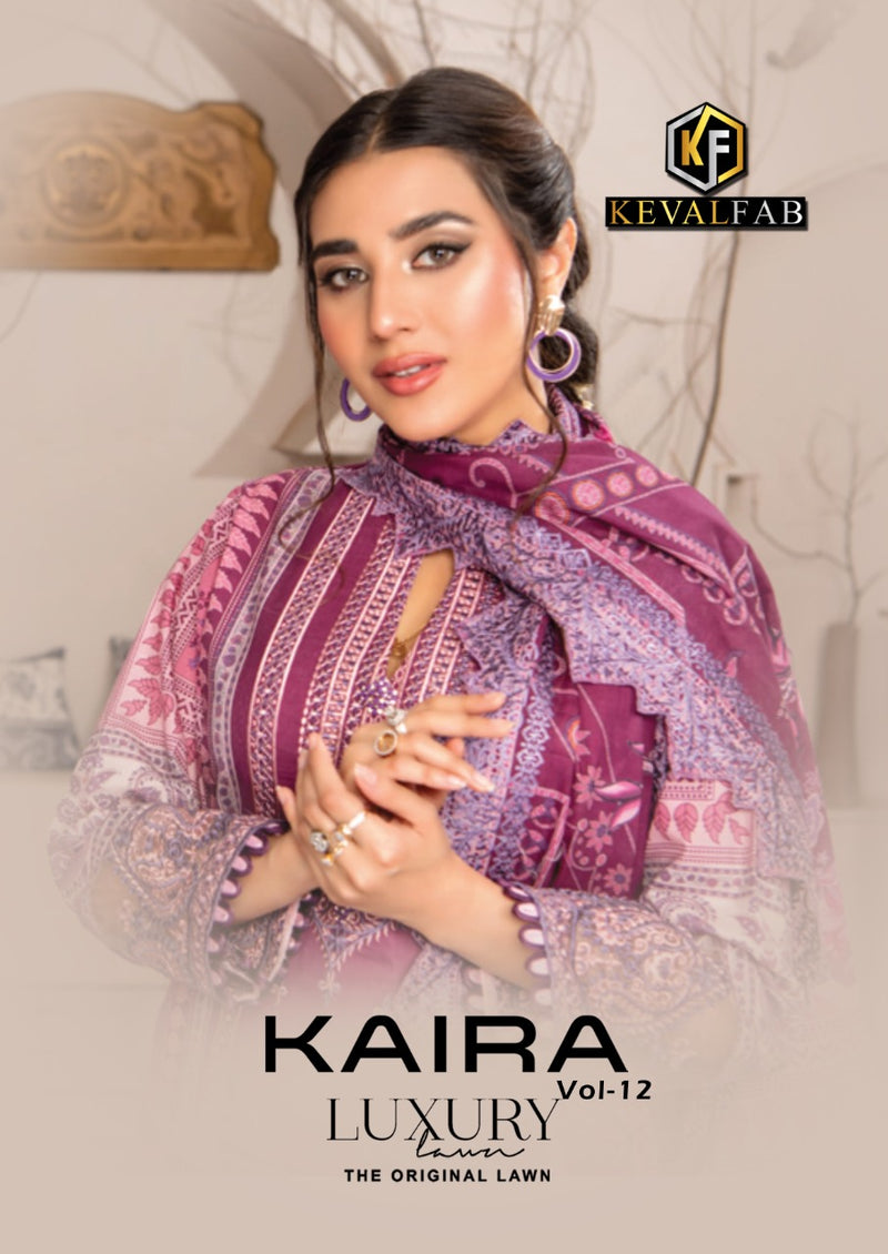 Keval Fabs Kaira Vol 12 Lawn Cotton With Beautiful Work Stylish Designer Salwar Kameez