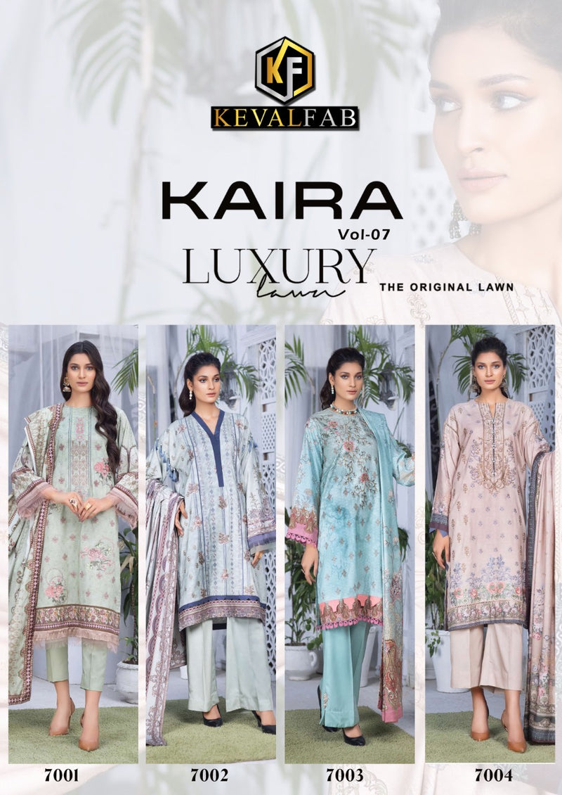 Keval Fab Kaira Vol 7 Lawn Cotton Pakistani Style Party Wear Salwar Suits With Digital Print