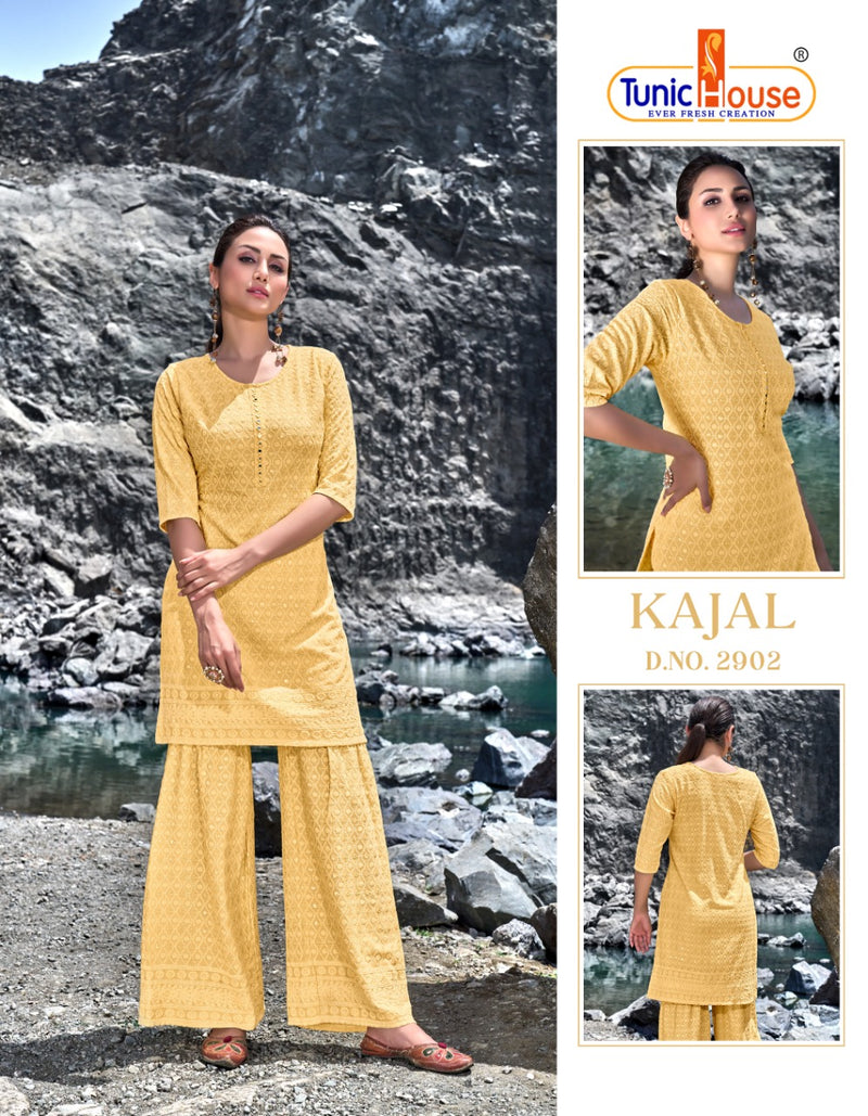 Tunic House Kajal Rayon Shiffly Sequence Work Front With Back & Mirror Work on Neck Stylish Designer Kurti