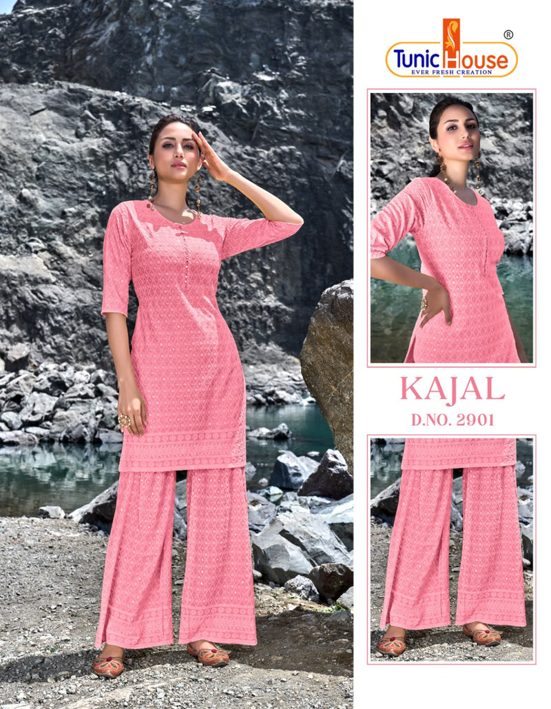 Tunic House Kajal Rayon Shiffly Sequence Work Front With Back & Mirror Work on Neck Stylish Designer Kurti