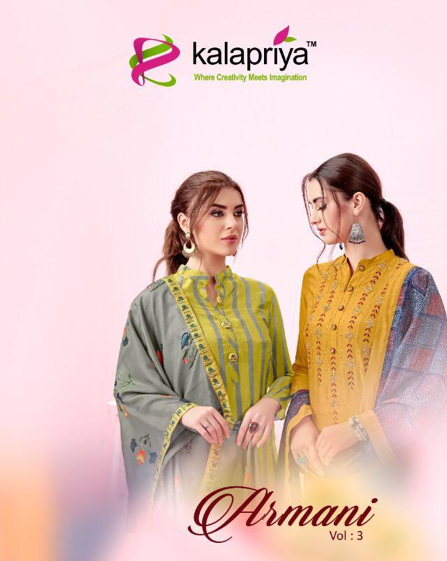 Kalapriya Armani Vol 3 Fabric With Digital Print Salwar Suit In Rayon