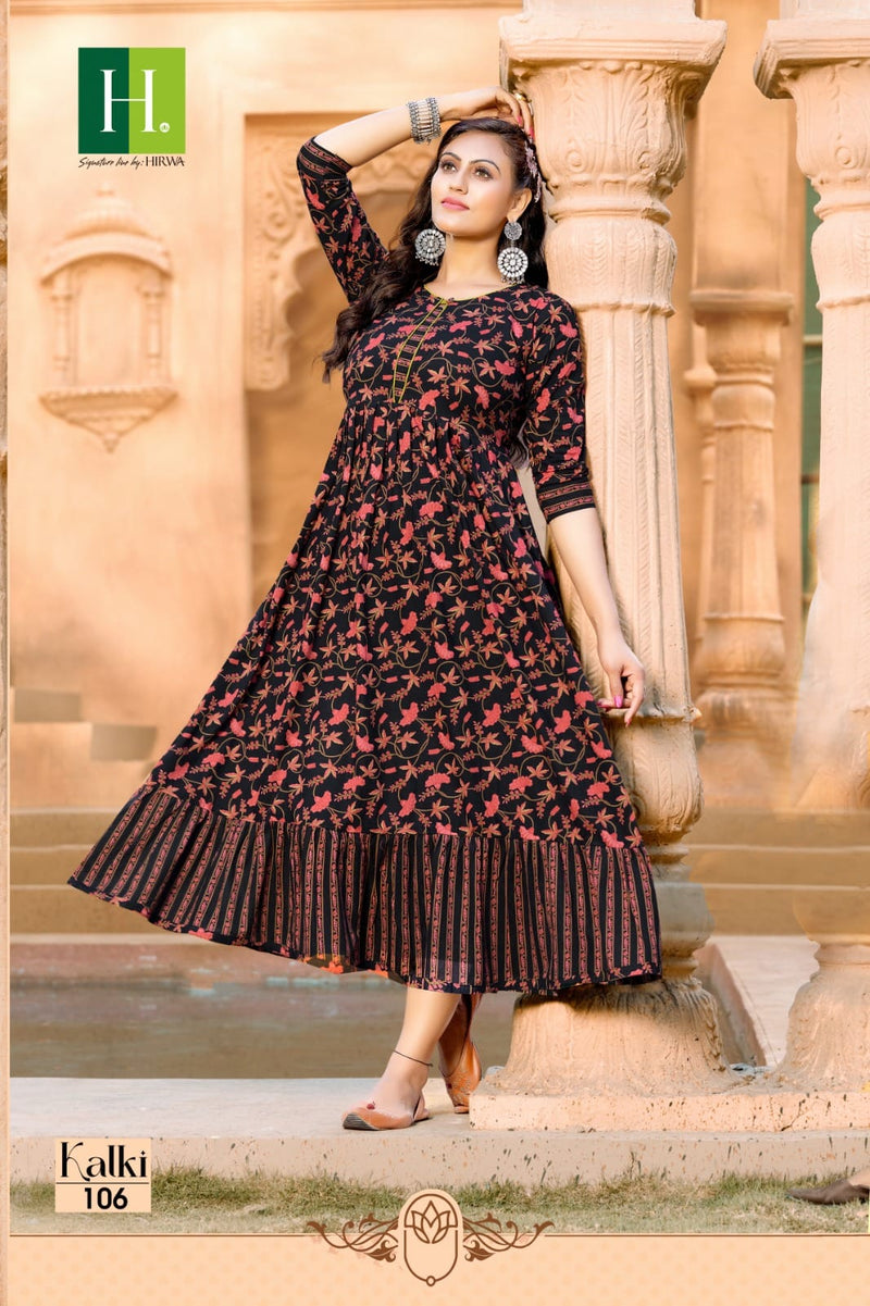 Hirwa Kalki Rayon Jaipuri Prints Designer Printed kurti