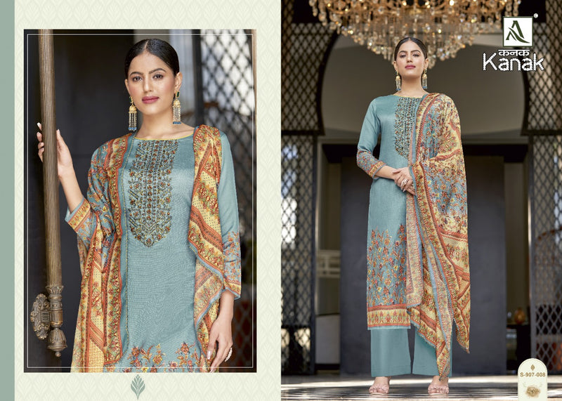 Alok Suits Kanak Jam Cotton Embroidered Designer Party Wear Salwar Suits With Digital Print