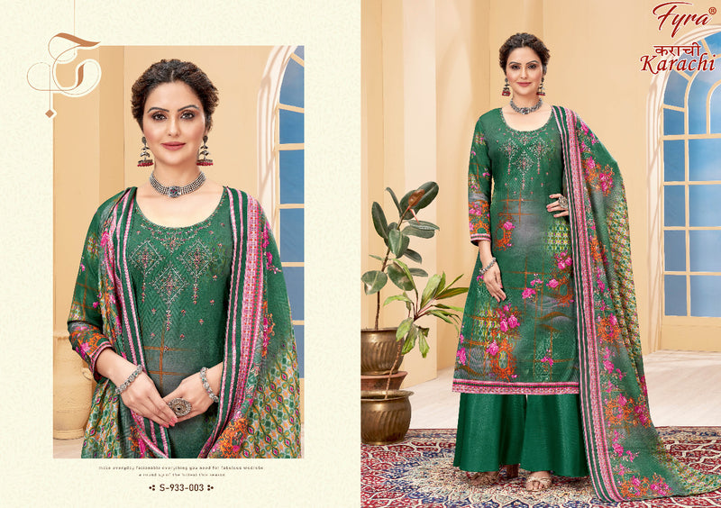 Fyra Designing Karachi Pure Cotton With Heavy Printed Work Stylish Designer Casual Look Salwar Kameez
