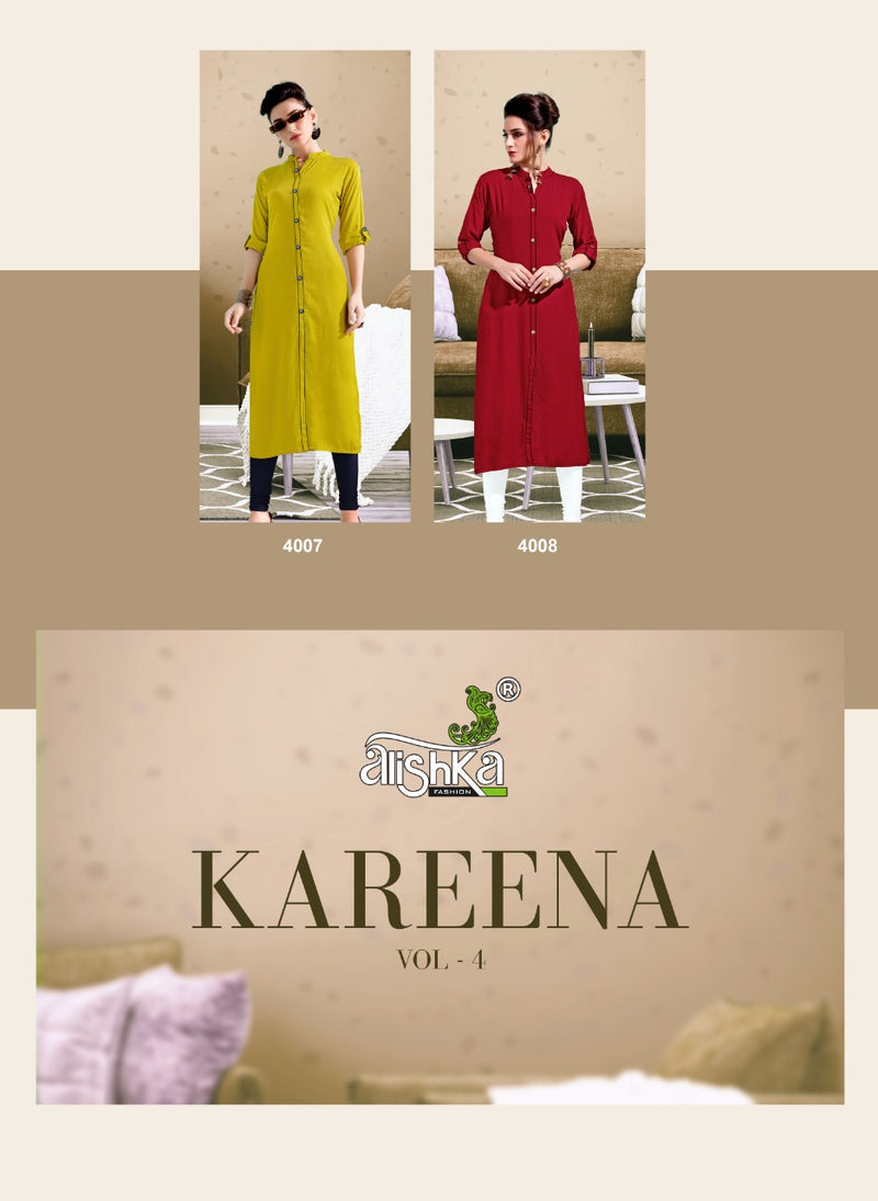 Alishka Kareena Vol 4 Fabric Fancy Kurti In Rayon