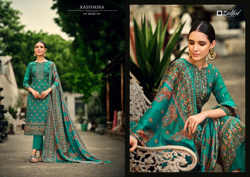 Zulfat Kashmira Pashmina With Fancy Mirror Work Stylish Designer Casual Wear Sawar Kameez