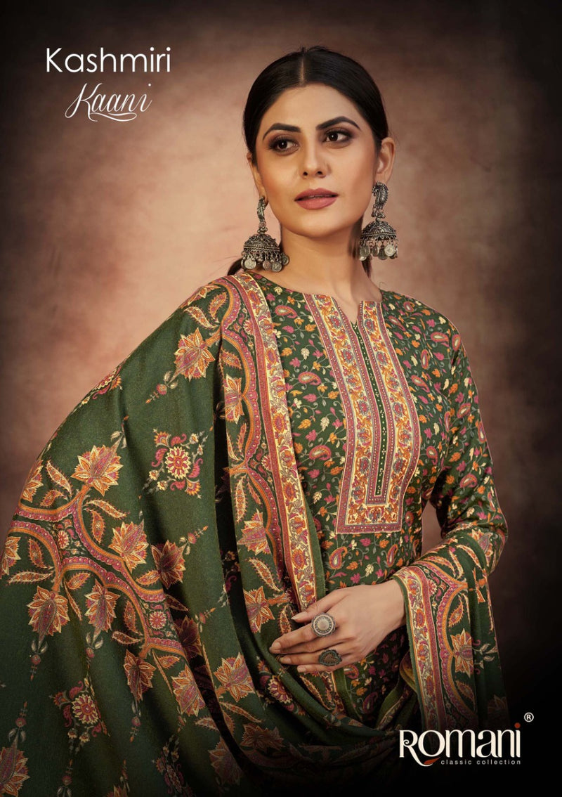 Romani Kashmiri Kaani Pashmina Printed With Fancy Embroidery Work Stylish Designer Salwar Kameez