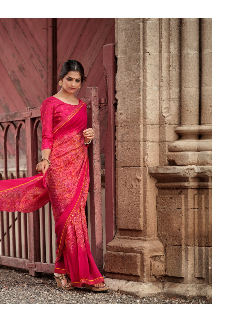 Kashvi Creation Jasleen Georgette With Heavy Blouse And Fancy Lace Saree