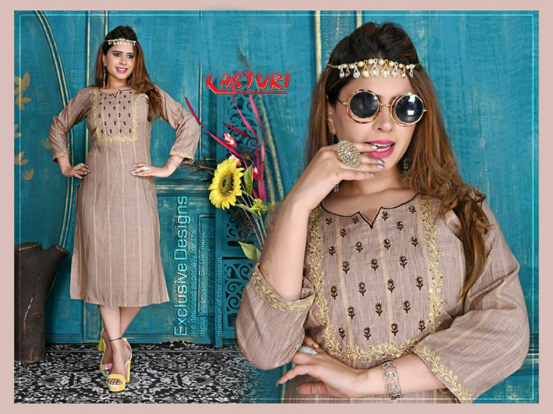 Fashion Talk Kasturi Vol 1 Rayon Embroidered Designer Party Wear Kurtis