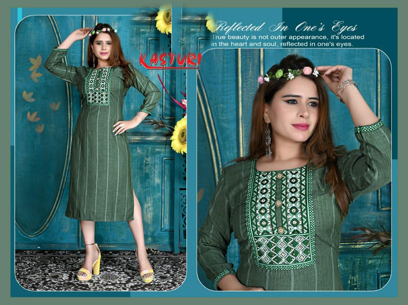 Fashion Talk Kasturi Vol 1 Rayon Embroidered Designer Party Wear Kurtis