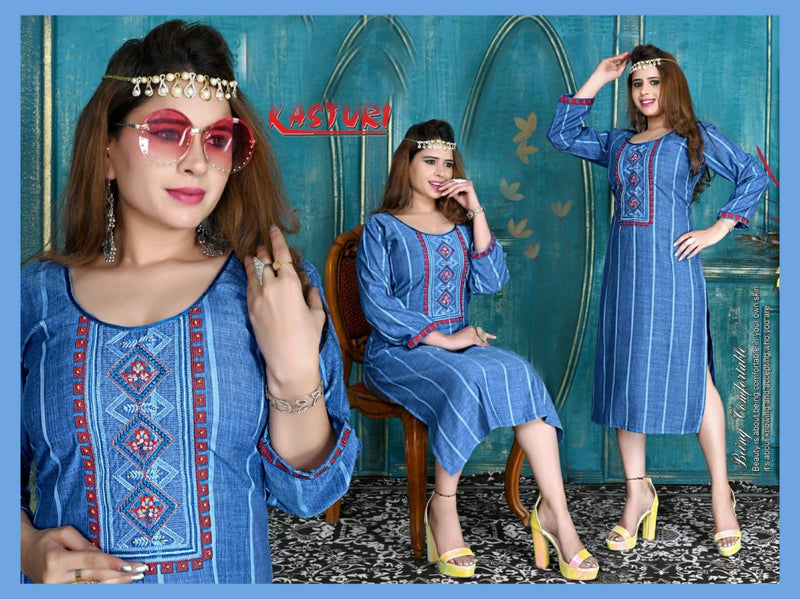 Fashion Talk Kasturi Vol 1 Rayon Embroidered Designer Party Wear Kurtis