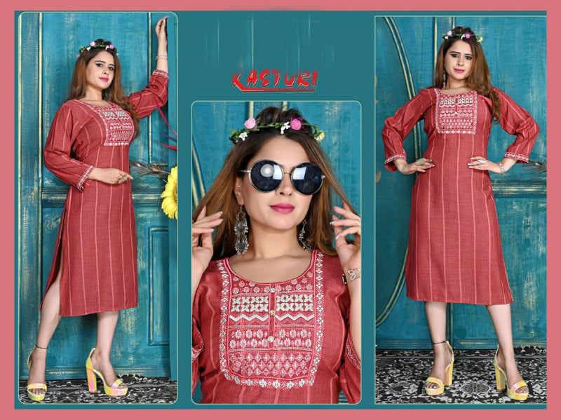 Fashion Talk Kasturi Vol 1 Rayon Embroidered Designer Party Wear Kurtis