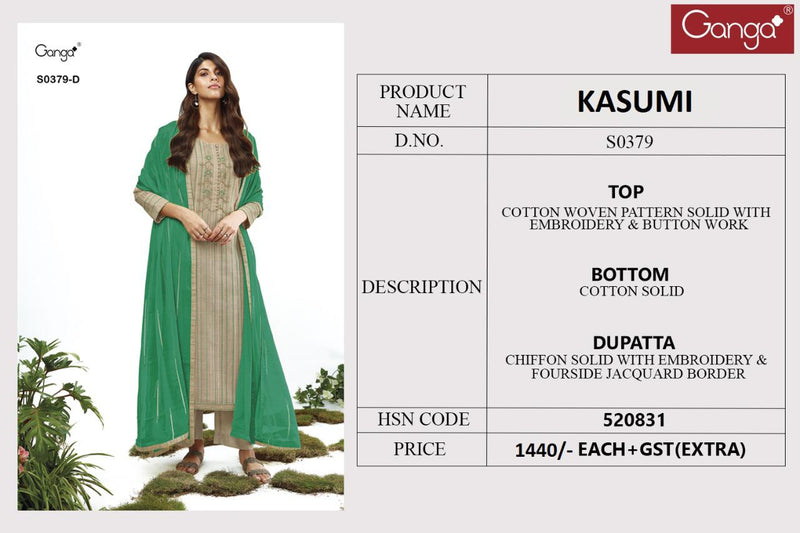 Ganga Kasumi S 0379 Pure Cotton With Beautiful Work Stylish Designer Festive Wear Long Gown