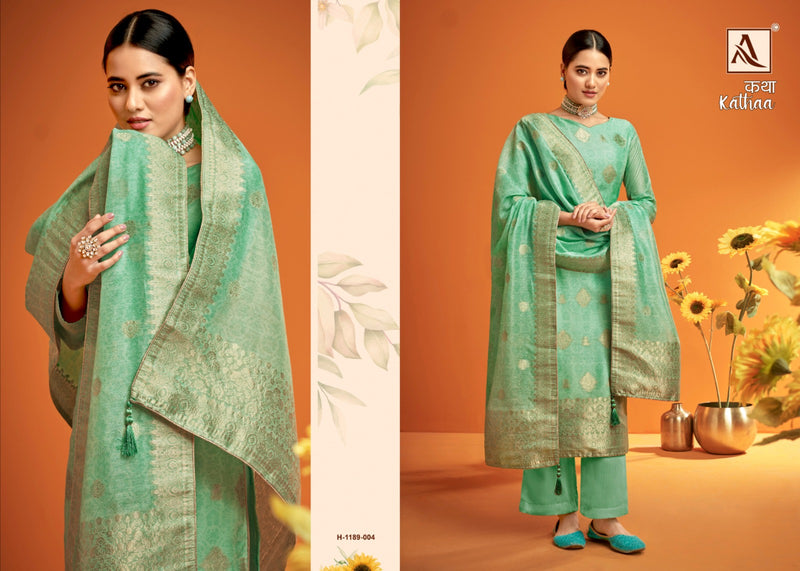 Alok Suits Kathaa Jacquard Digital Print Swarovski Diamond Work Fancy Designer Partywear Salwar Suit