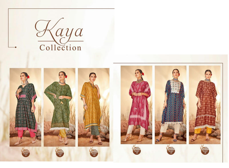Shichi Kaya Collection Muslin Viscose Stylish Fancy Party Wear Kaftan Kurtis