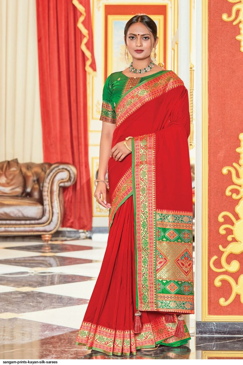 Sangam Prints Kayan Silk Zari Beautiful Wedding Wear Soft Sarees