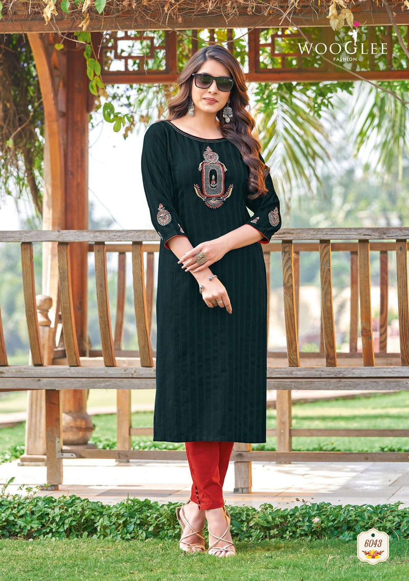 Wooglee Kesar Vol 7 Rayon Embroidered Fancy Party Wear Kurtis