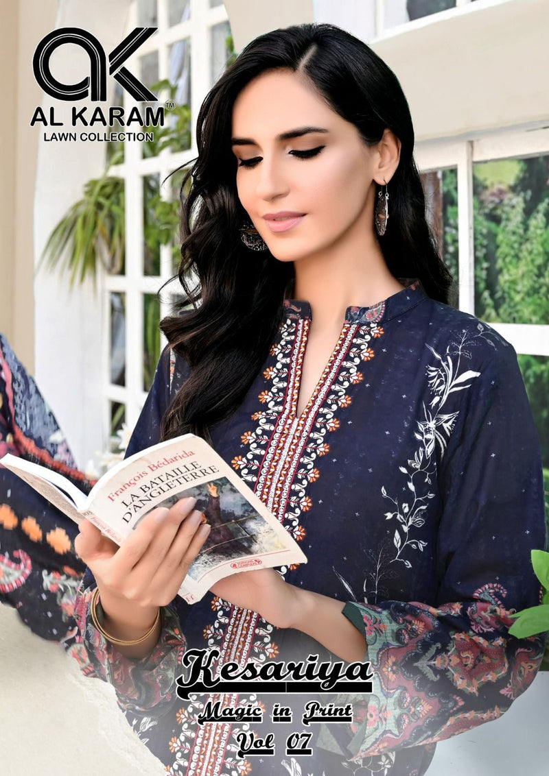 Al Karam Kesariya Magic In Print Vol 7 Pure Cambric Printed Fancy Designer Salwar Kameez