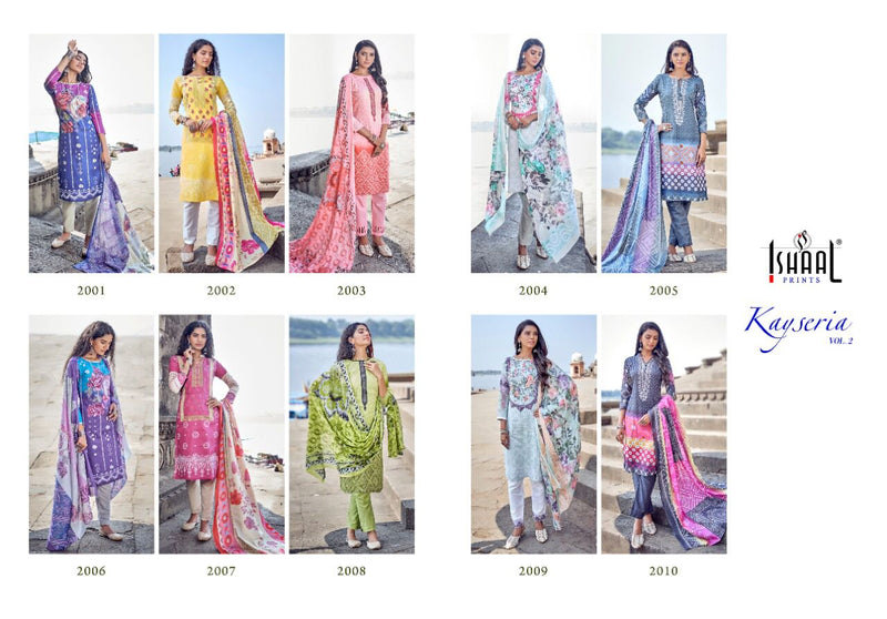 Ishaal Prints Kesariya Vol 2 Lawn Cotton Party Wear Salwar Suits With Digital Print