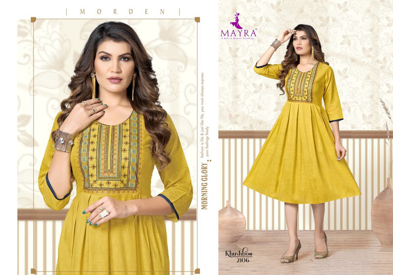 Mayra Khushboo Rayon With Heavy Embroidery Work Stylish Designer Party Wear Fancy Kurti