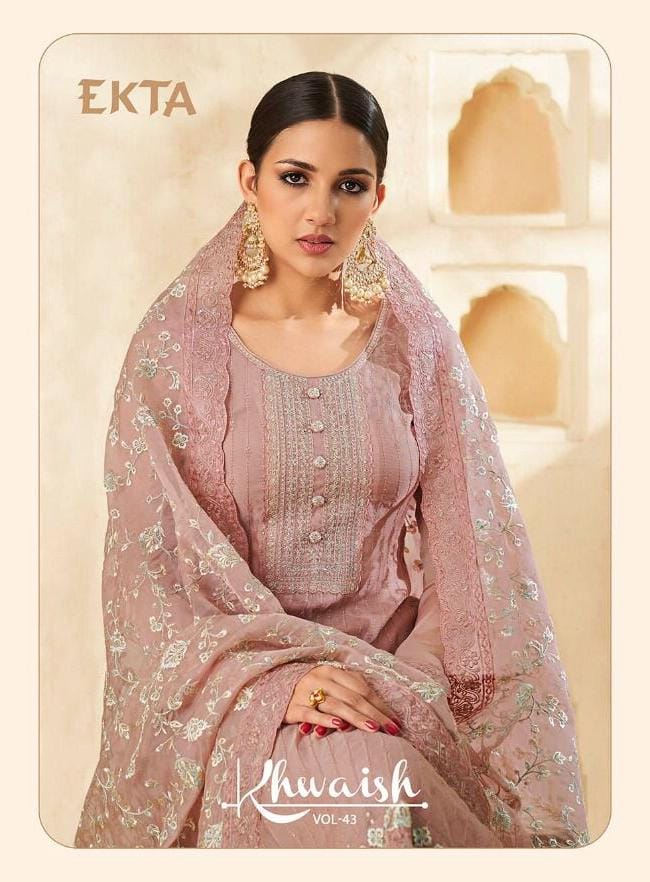 Ekta Fashion Dno 4301 To 4306 Organza With Heavy Embroidery Work Party Wear Salwar Kameez