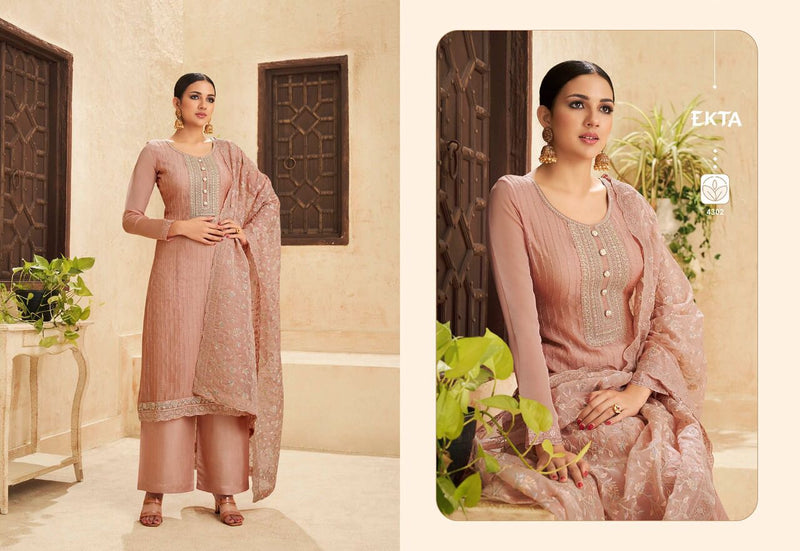 Ekta Fashion Dno 4301 To 4306 Organza With Heavy Embroidery Work Party Wear Salwar Kameez
