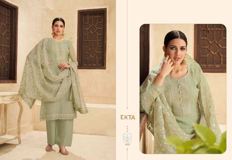 Ekta Fashion Dno 4301 To 4306 Organza With Heavy Embroidery Work Party Wear Salwar Kameez