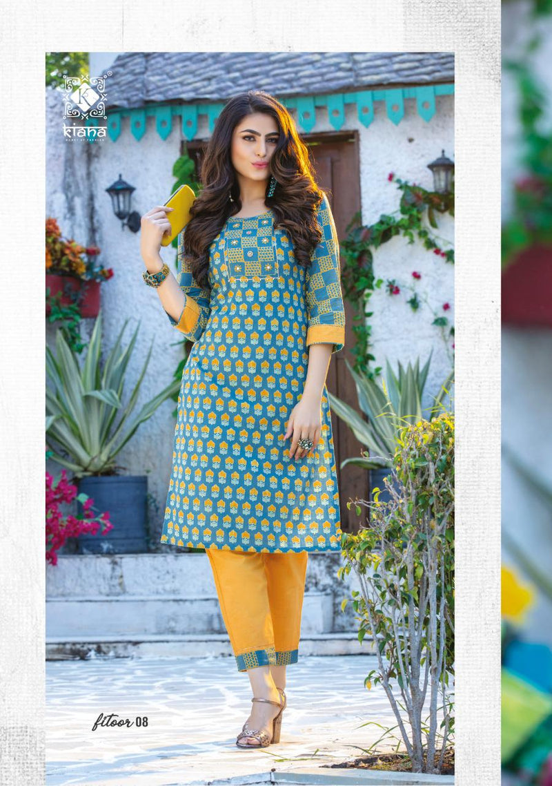 Kiana Launched Fitoor Rayon Cotton  Print  Fancy Party Wear Kurtis