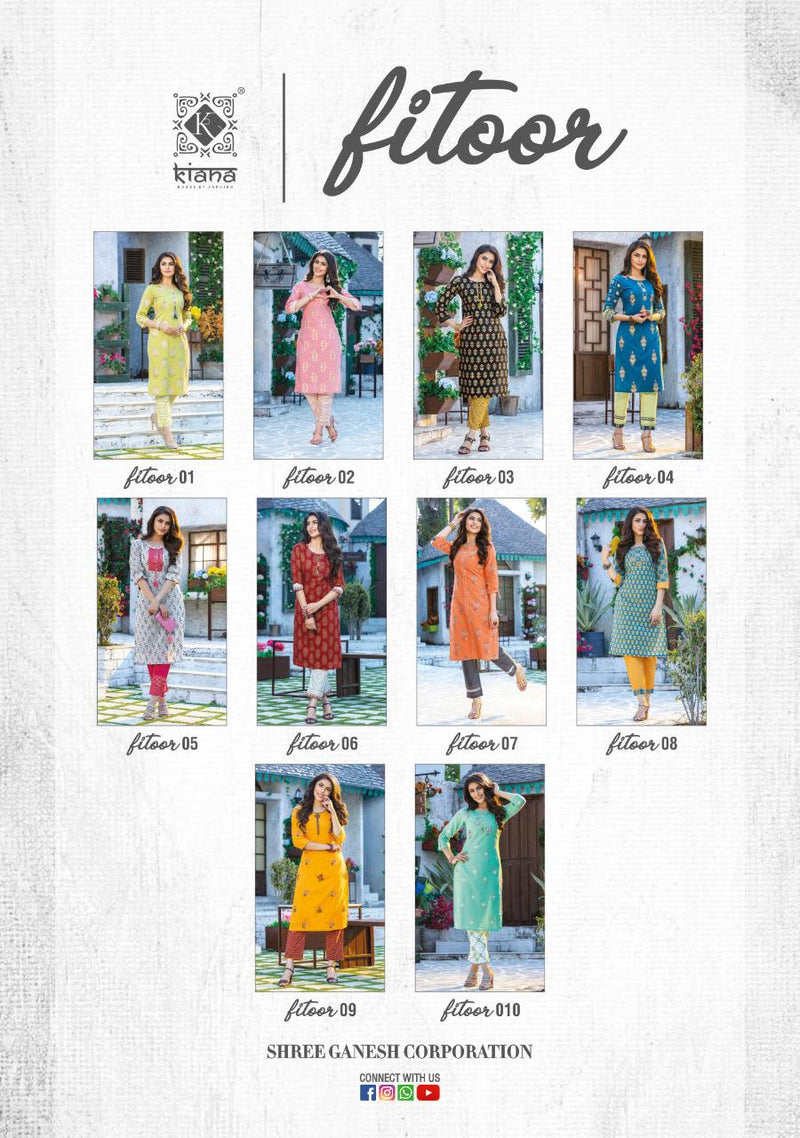 Kiana Launched Fitoor Rayon Cotton  Print  Fancy Party Wear Kurtis