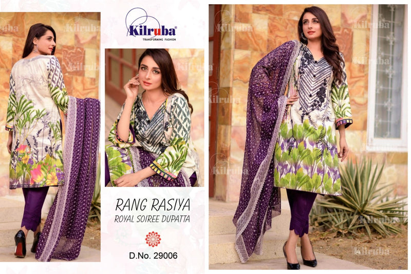 Kilrubaa Rang Rasiya Fabric Digital Print With Embroidery Work Suit In Jam Silk