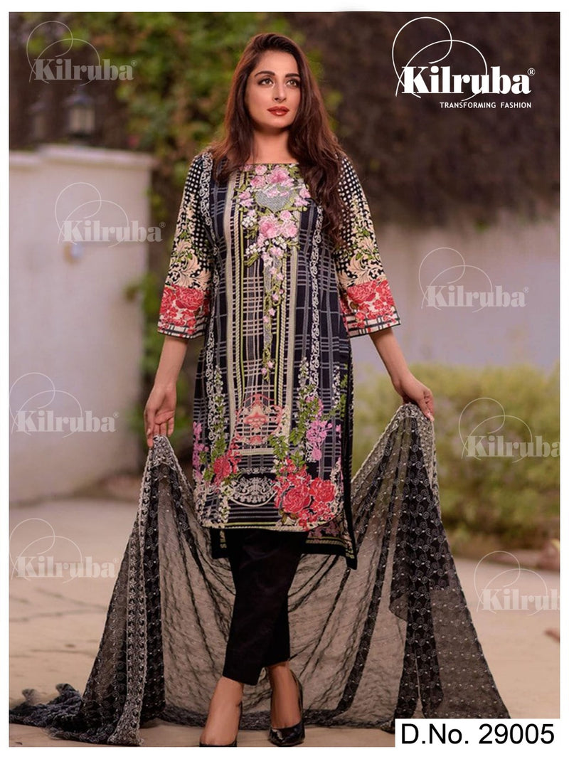 Kilrubaa Rang Rasiya Fabric Digital Print With Embroidery Work Suit In Jam Silk
