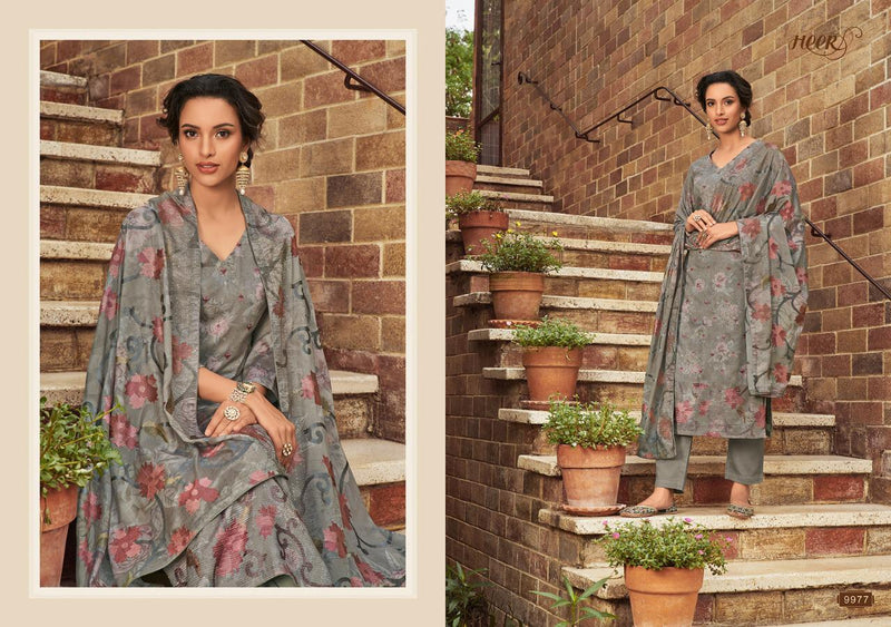Kimora Heer Resham Fabric With Digital Print Salwar Suit In Satin Cotton