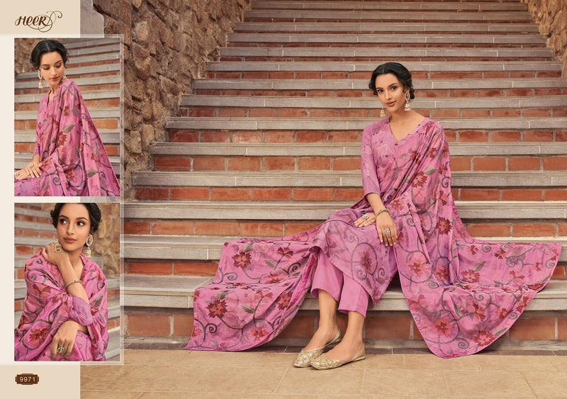 Kimora Heer Resham Fabric With Digital Print Salwar Suit In Satin Cotton