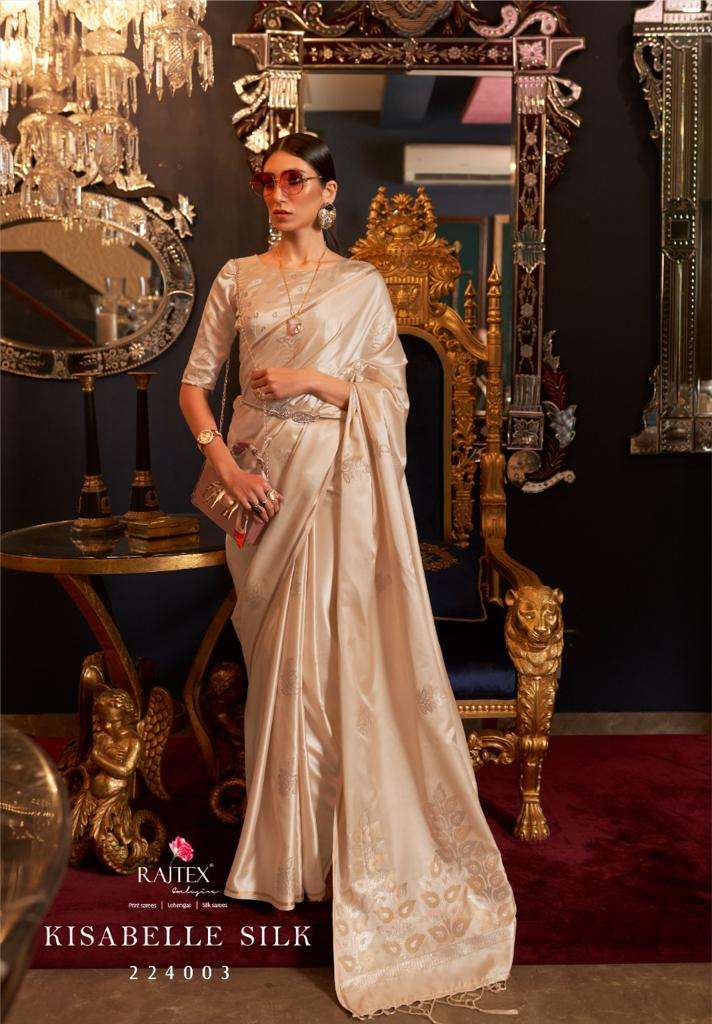 Rajtex Kisabelle Silk Pure Satin Weaving Designer  Stylish Party Wear Sarees