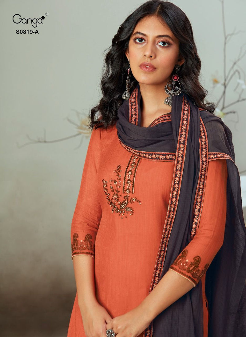 Ganga Kova Silk Jacquard Embroidered Fancy Festive Wear Suits