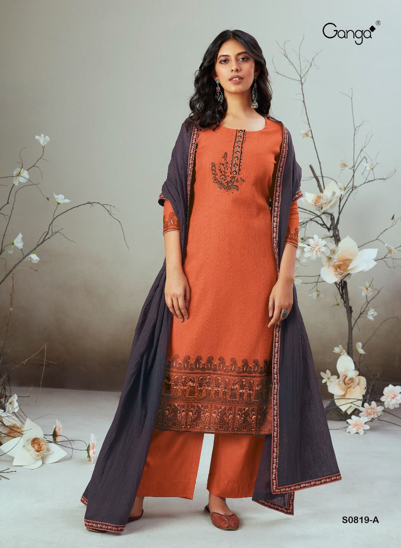 Ganga Kova Silk Jacquard Embroidered Fancy Festive Wear Suits