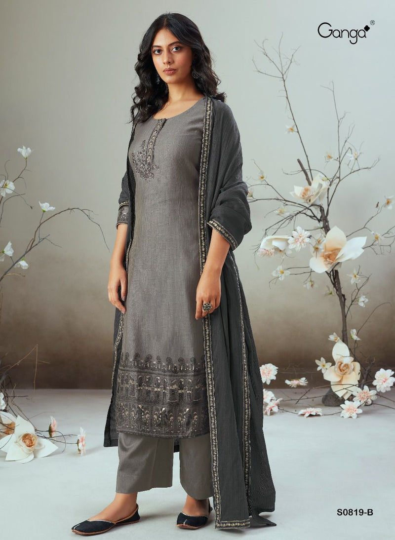 Ganga Kova Silk Jacquard Embroidered Fancy Festive Wear Suits