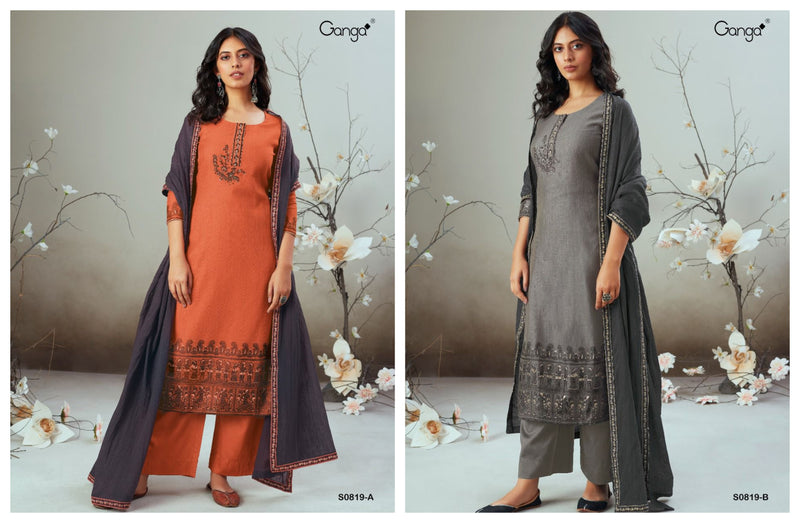 Ganga Kova Silk Jacquard Embroidered Fancy Festive Wear Suits