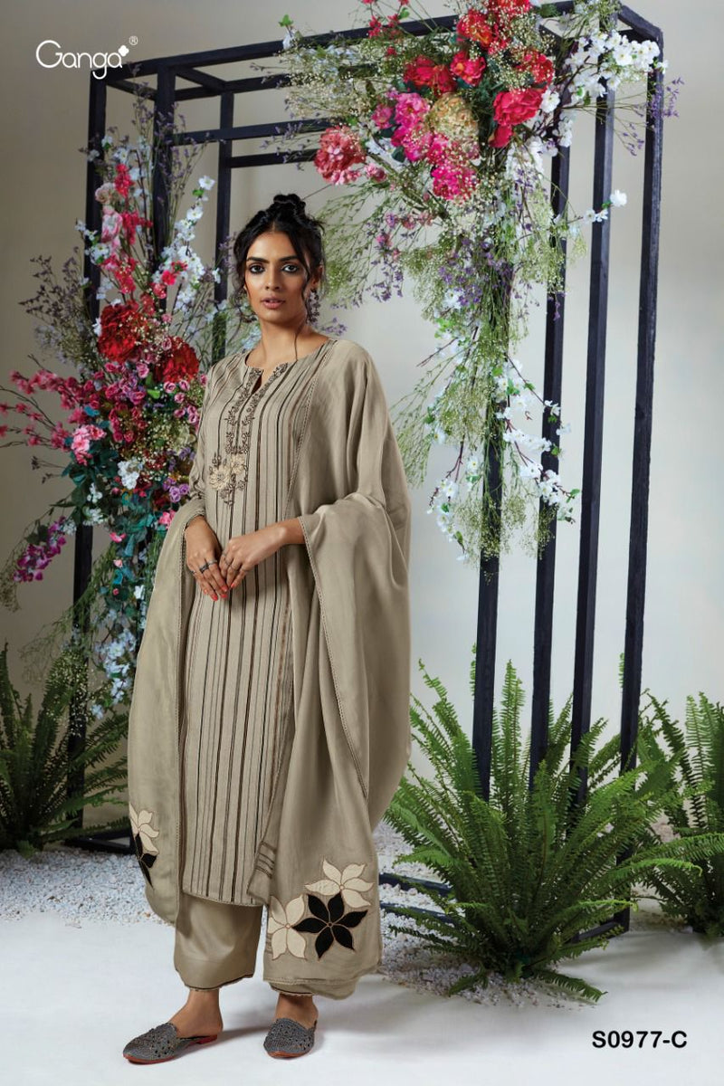 Ganga Kova S 0977 Viscose With Heavy Embroidery Work Stylish Designer Casual Wear Salwar Kameez