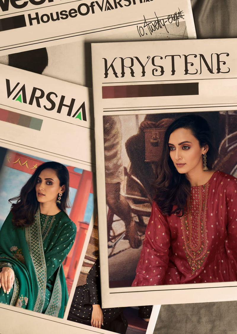 Varsha Krystene Viscose With Beautiful Embroidery Work Stylish Designer casual Look Salwar Kameez