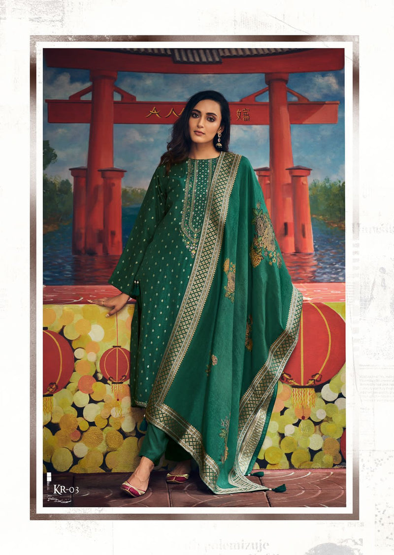 Varsha Krystene Viscose With Beautiful Embroidery Work Stylish Designer casual Look Salwar Kameez