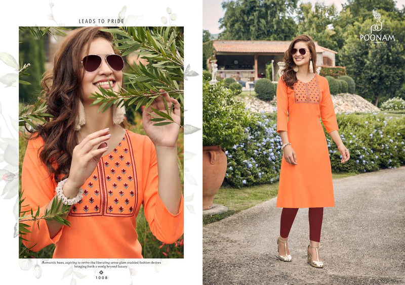 Poonam Designer Kurti House Vol 1 Fabric With Embroidery Work Kurti In Cotton