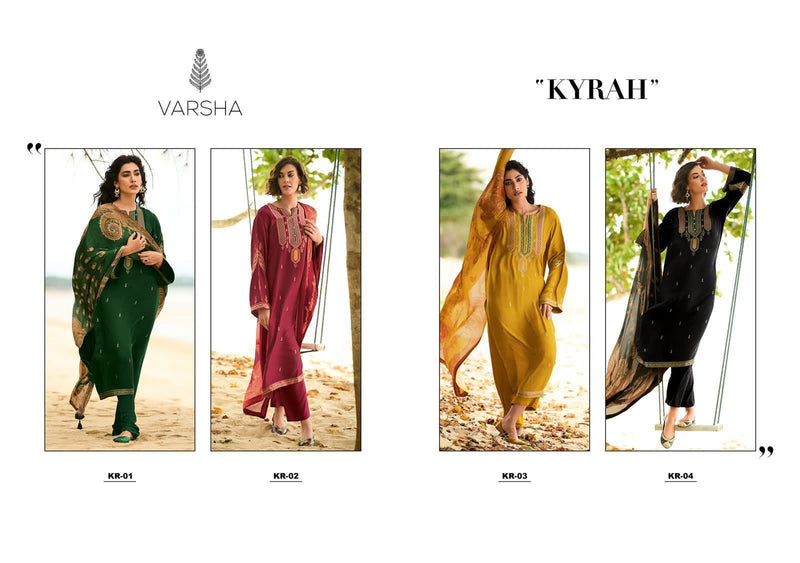 Varsha Kyrah Silk With Heavy Embroidery Work Stylish Designer Casual Wear Salwar Kameez