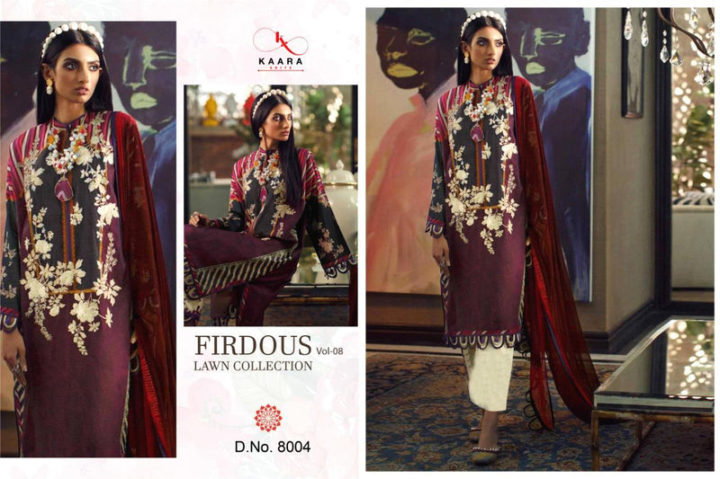 Kaara Suit Firdous Lawn Collection Vol 8 Pure Cotton Embroidery Work Salwar Kameez