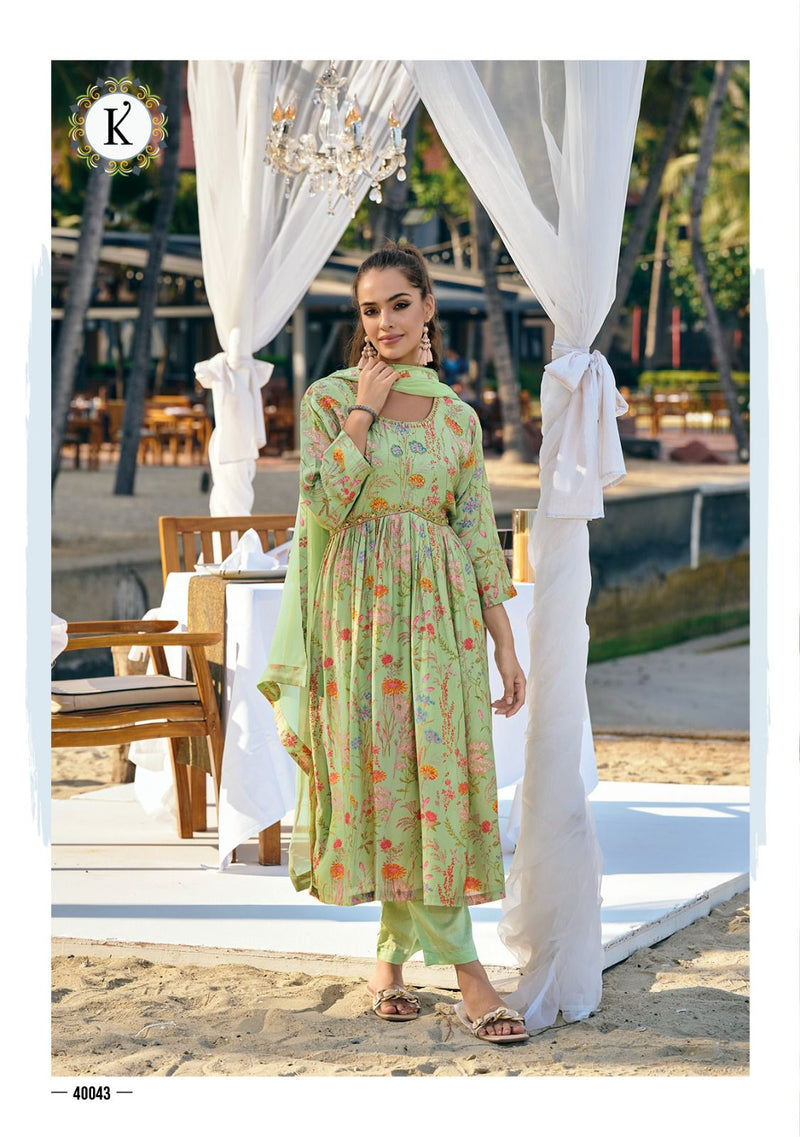Kailee Fashion Ragmala Pure Vicose Nyra Cut Fancy Handwork Kurti Collection