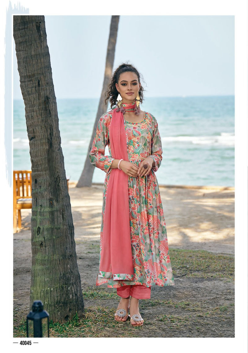 Kailee Fashion Ragmala Pure Vicose Nyra Cut Fancy Handwork Kurti Collection